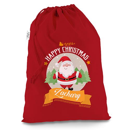 Personalised Merry Christmas From Santa Red Christmas Santa Sack Gift Bag