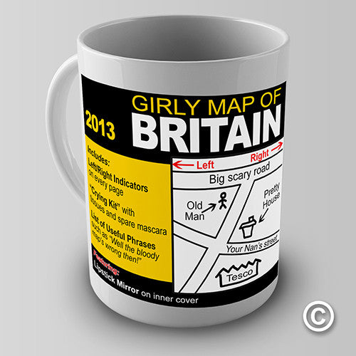 Girly Map Of Briton Funny Mug