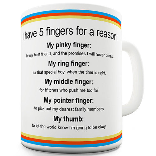 I Have 5 Fingers For A Reason Novelty Mug
