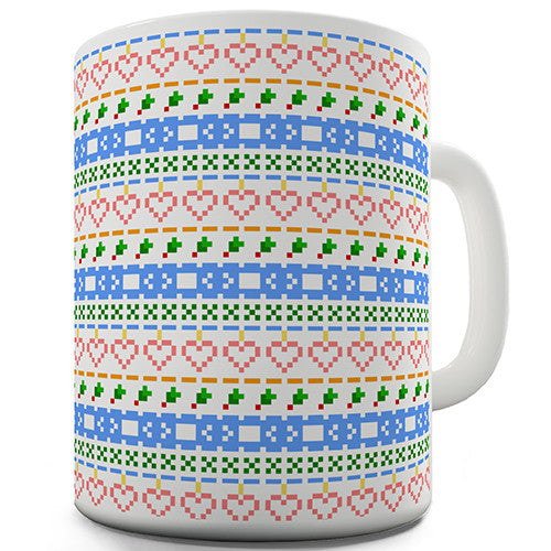 Pixel Festive Love Pattern Novelty Mug