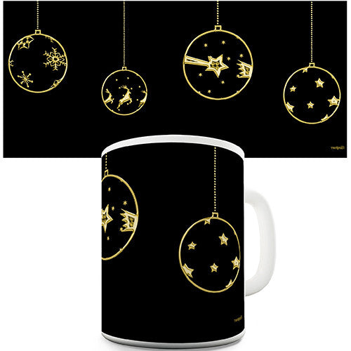 Gold Christmas Baubles Novelty Mug