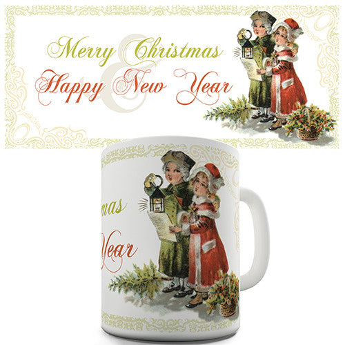 Christmas Card Kids Singing Novelty Mug