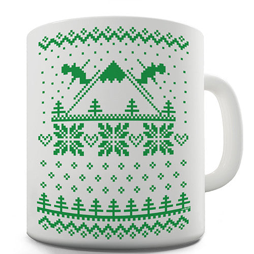 Ugly Christmas Sweater Ski Print Novelty Mug