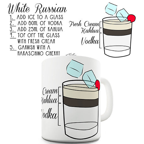 White Russian Cocktail Recipe Novelty Mug
