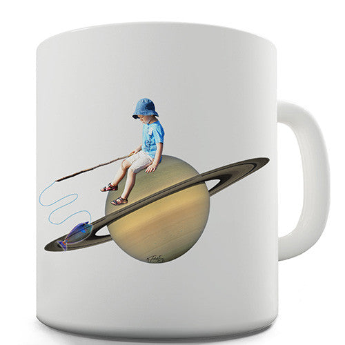 Fishing on Saturn Novelty Mug