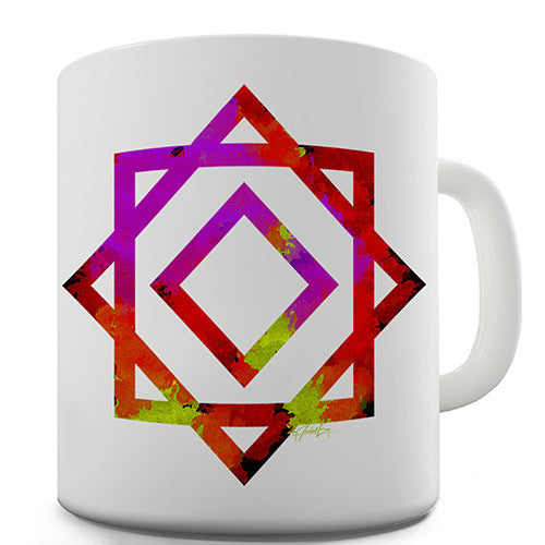 Geometric Paint Splattered Squares Novelty Mug