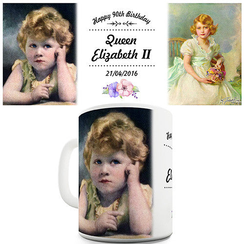 90th Birthday Young Elizabeth II Novelty Mug