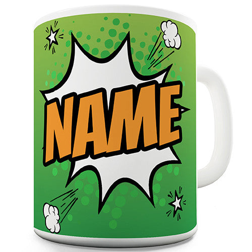 Green Comic Book Style Personalised Mug