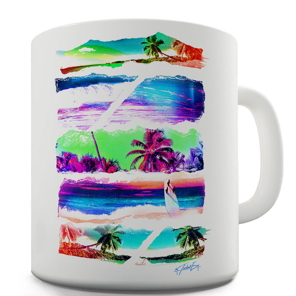 Neon Beach Cutouts Ceramic Funny Mug