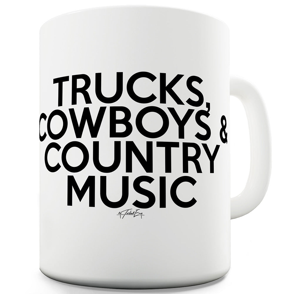 Trucks Cowboys Country Music Mug - Unique Coffee Mug, Coffee Cup