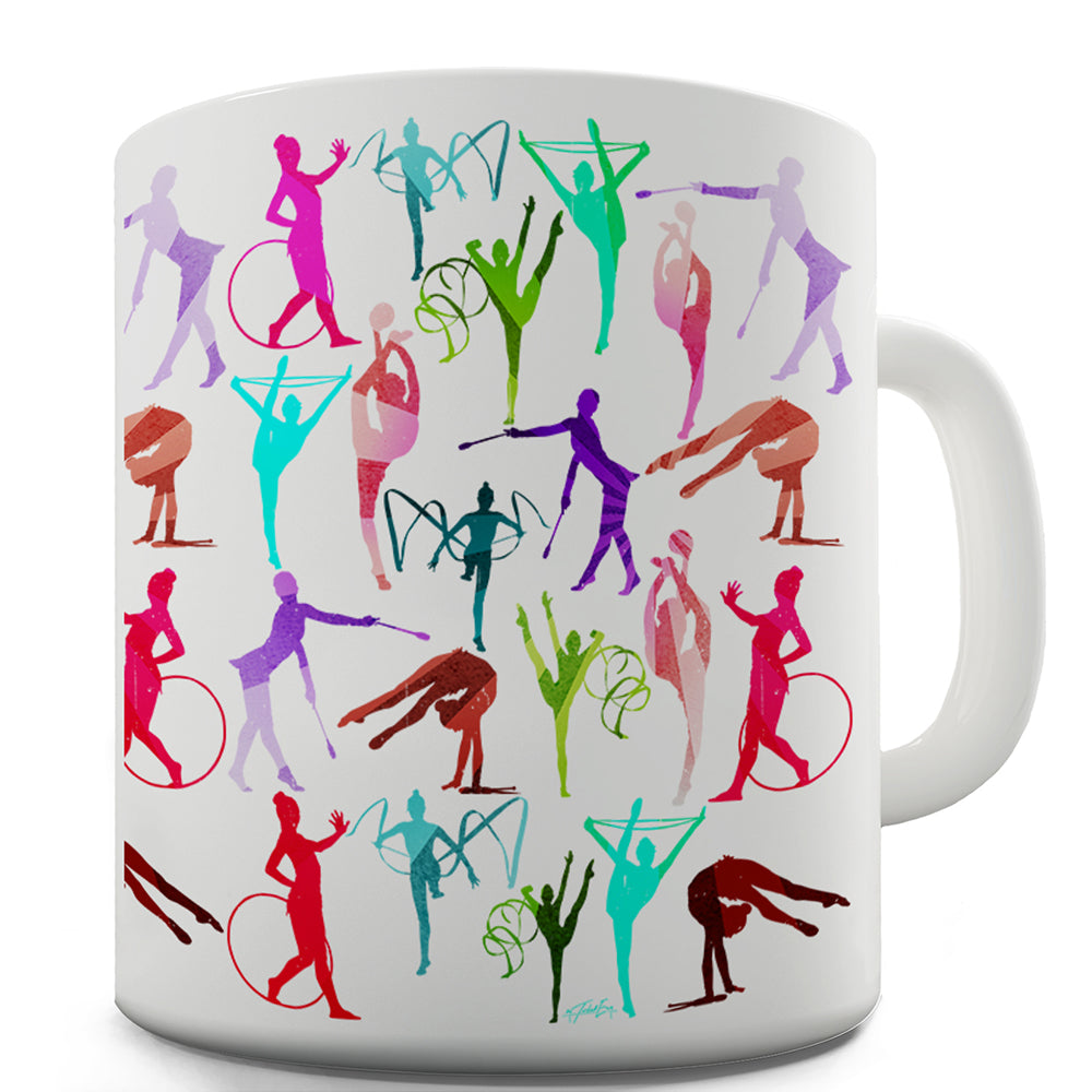 Rhythmic Gymnastics Rainbow Collage Ceramic Novelty Gift Mug