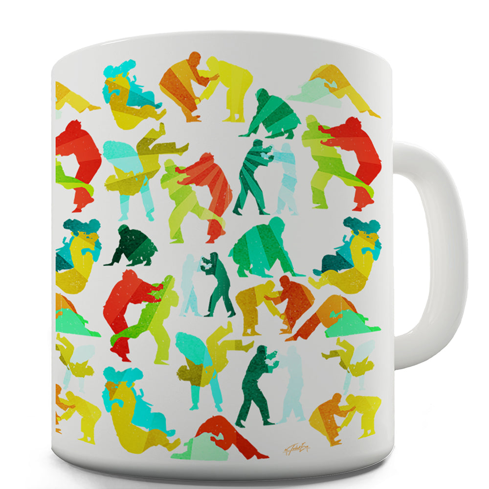 Judo Rainbow Collage Ceramic Mug Slogan Funny Cup