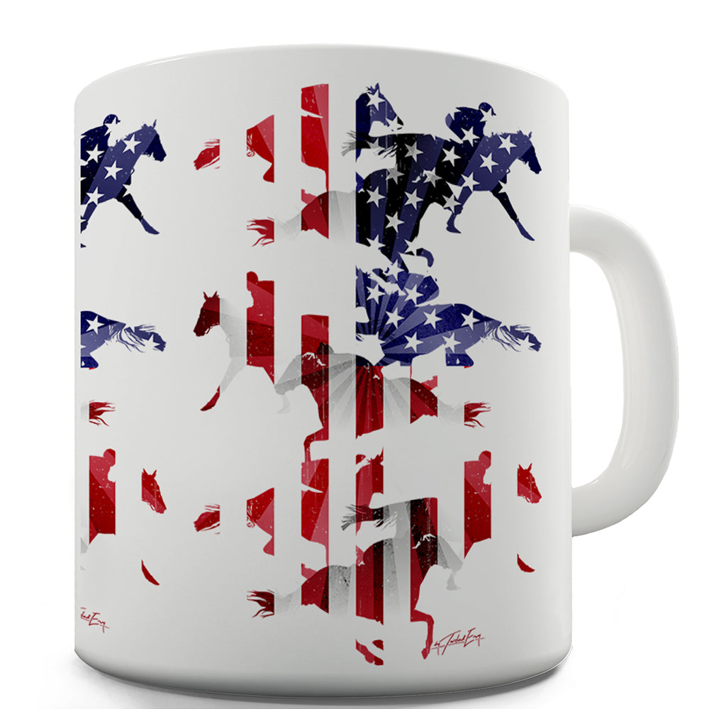 USA Horse Racing Collage Ceramic Novelty Mug