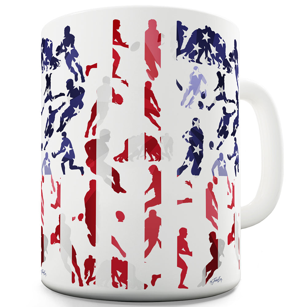 USA Rugby Collage Ceramic Novelty Mug