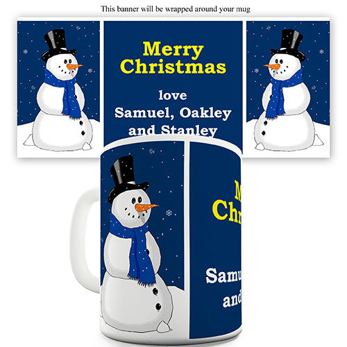 Merry Christmas Snowmen Snow Personalised Mug 