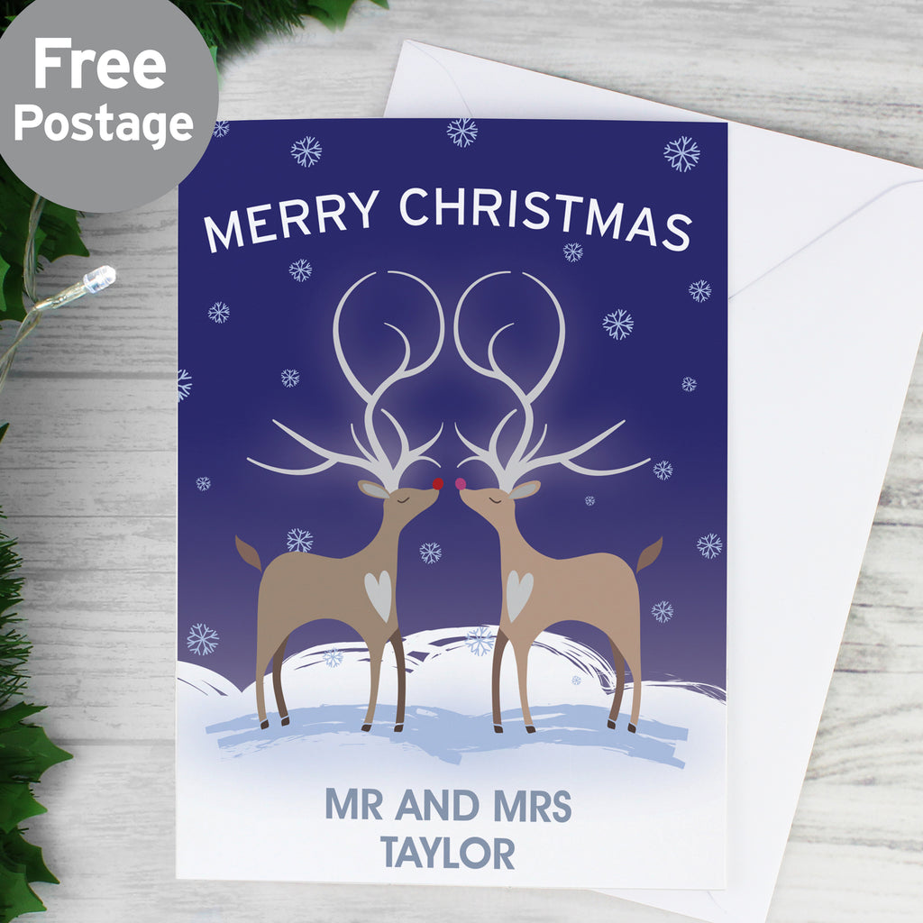 Personalised Reindeer Couple Card