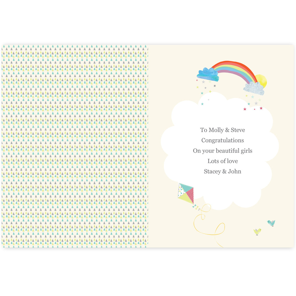 Personalised Hessian Elephant Twins Card