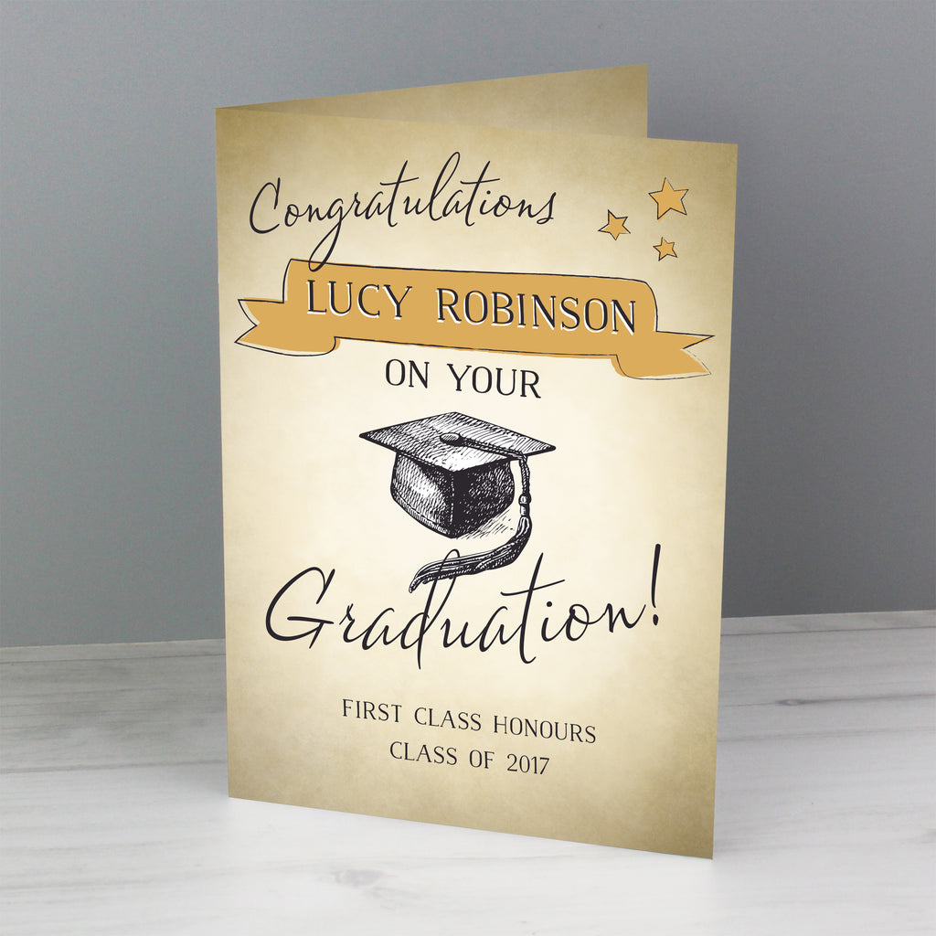 Personalised Gold Star Graduation Card