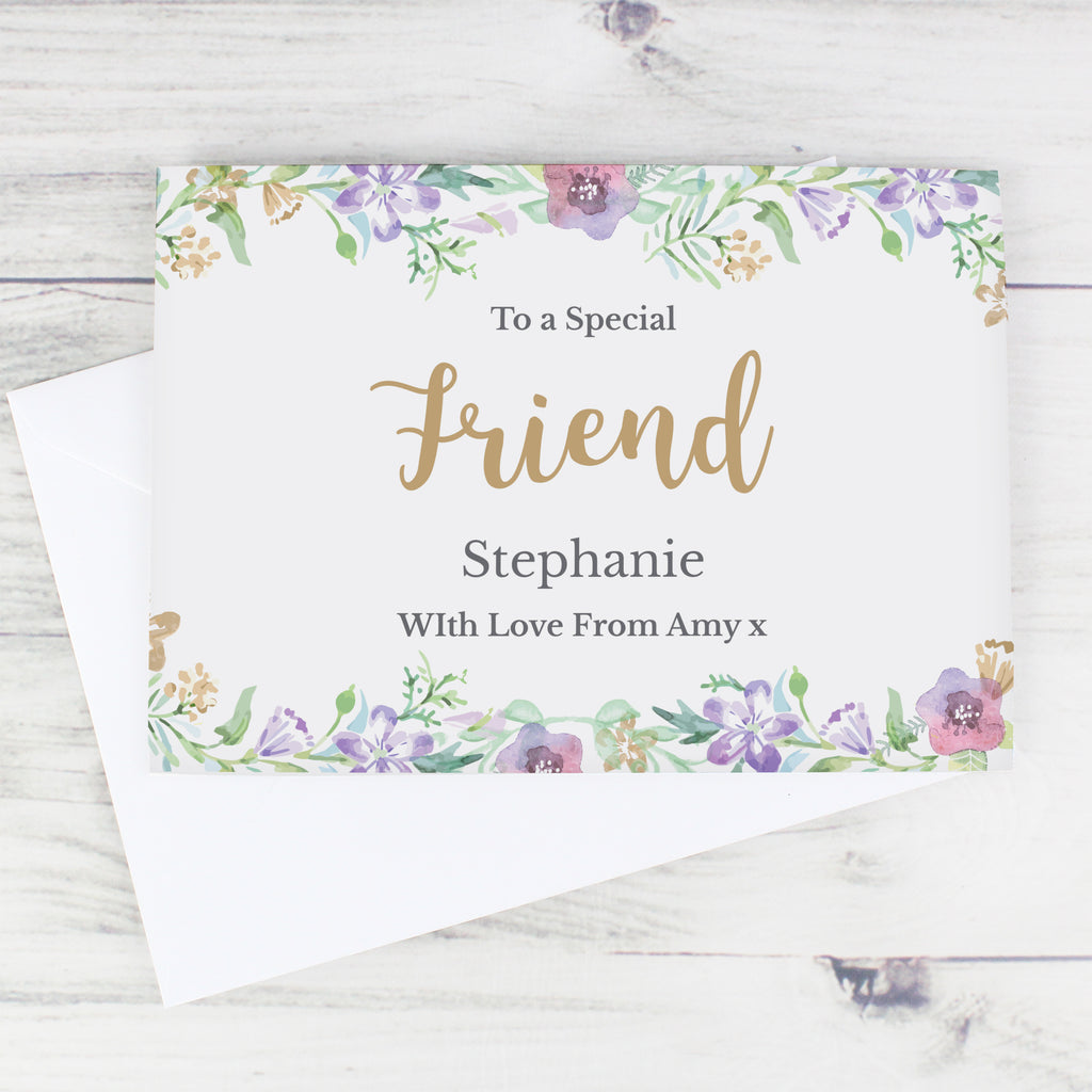 Personalised Gold Floral Watercolour Card