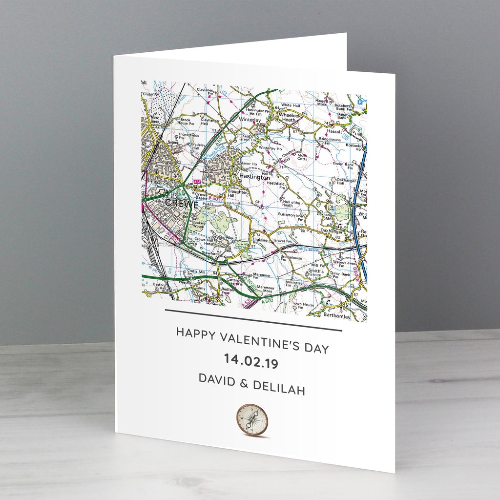 Personalised Present Day Map Compass Card