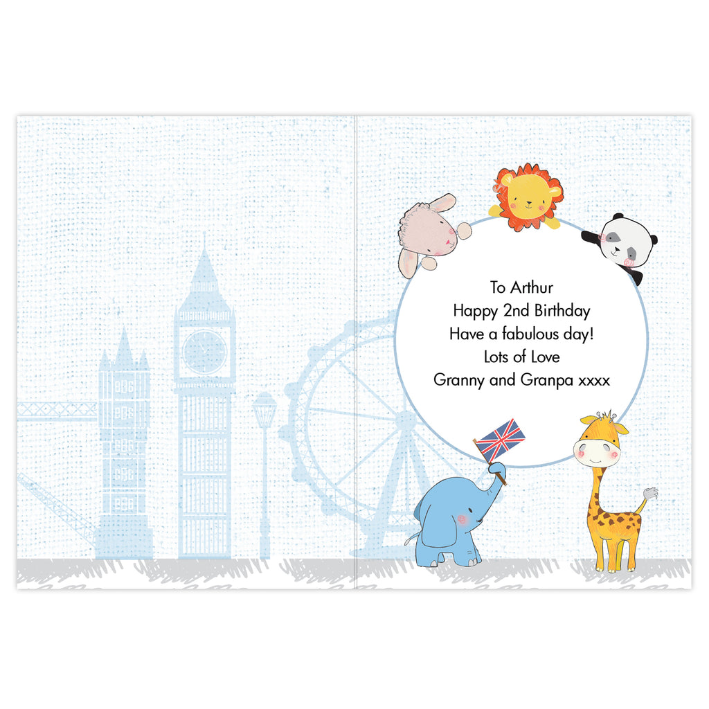 Personalised London Animal Bus Birthday Card