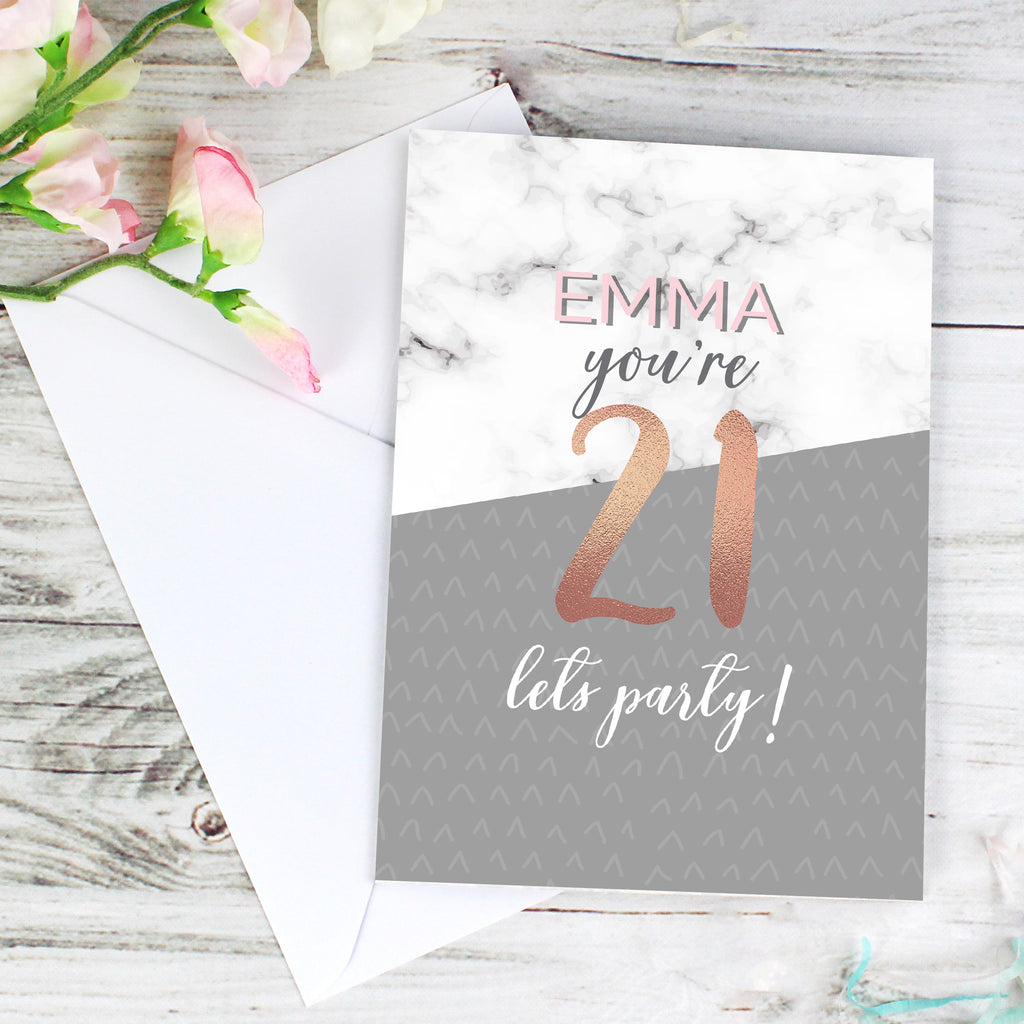 Personalised Marble and Rose Gold Birthday Card