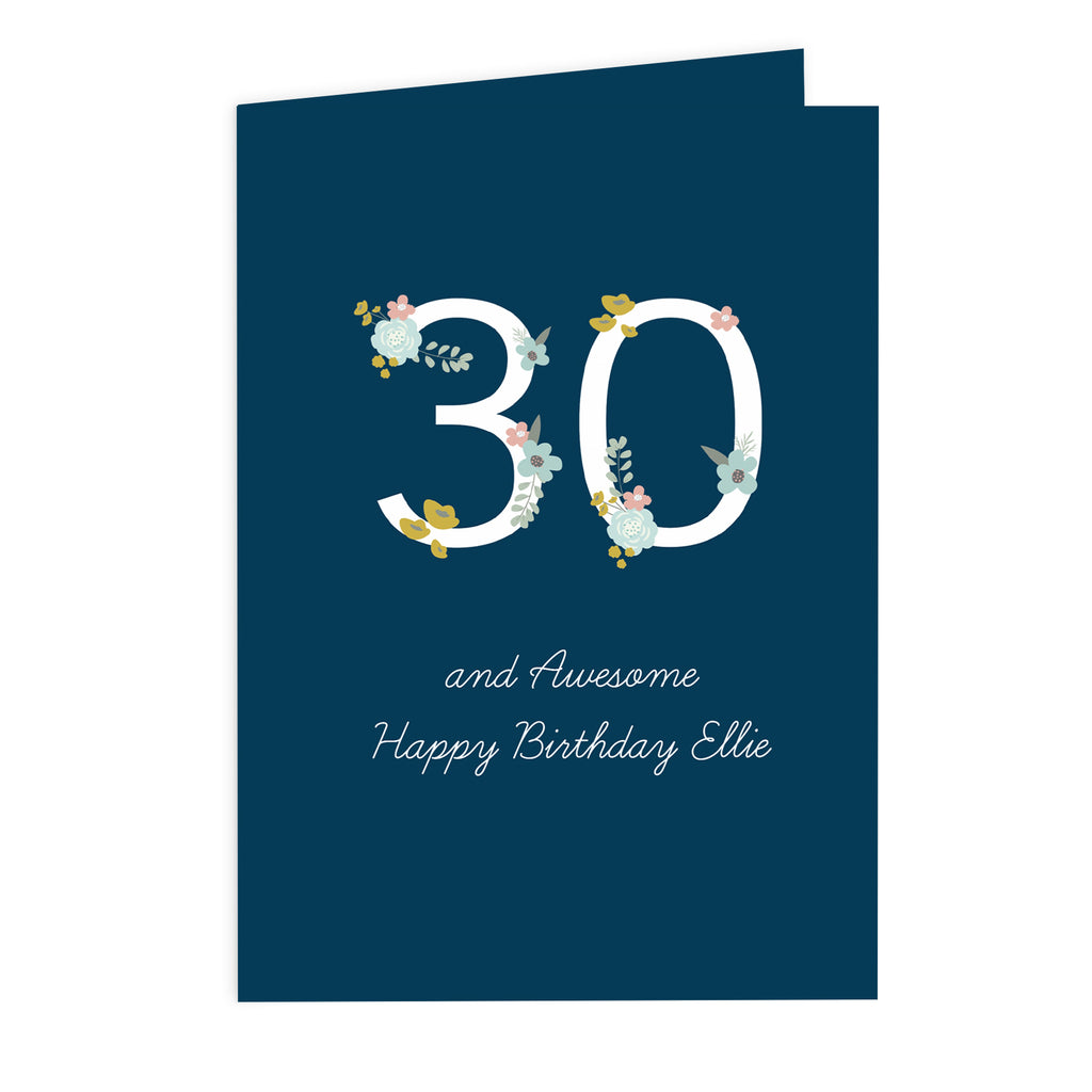 Personalised Floral Age Birthday Card