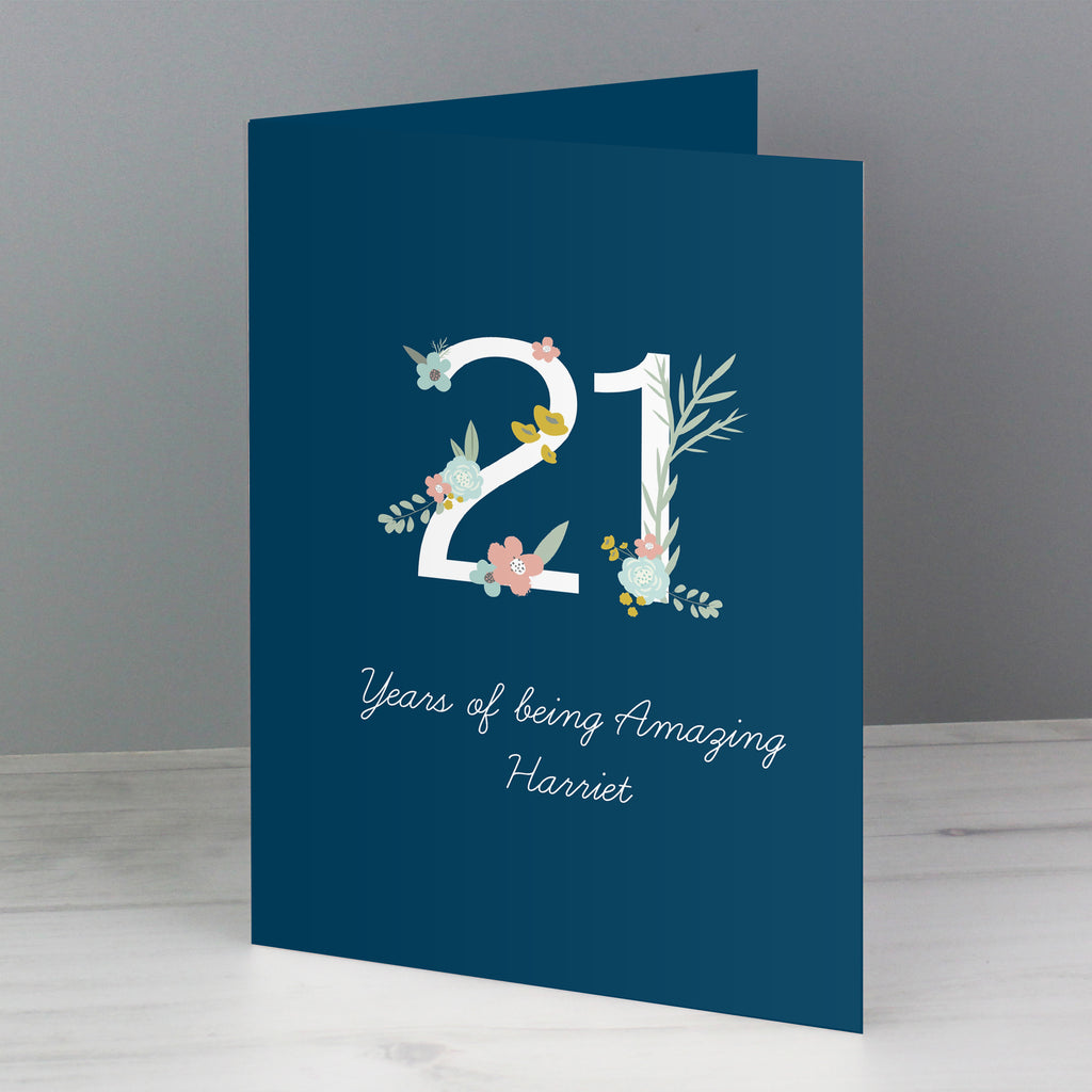 Personalised Floral Age Birthday Card