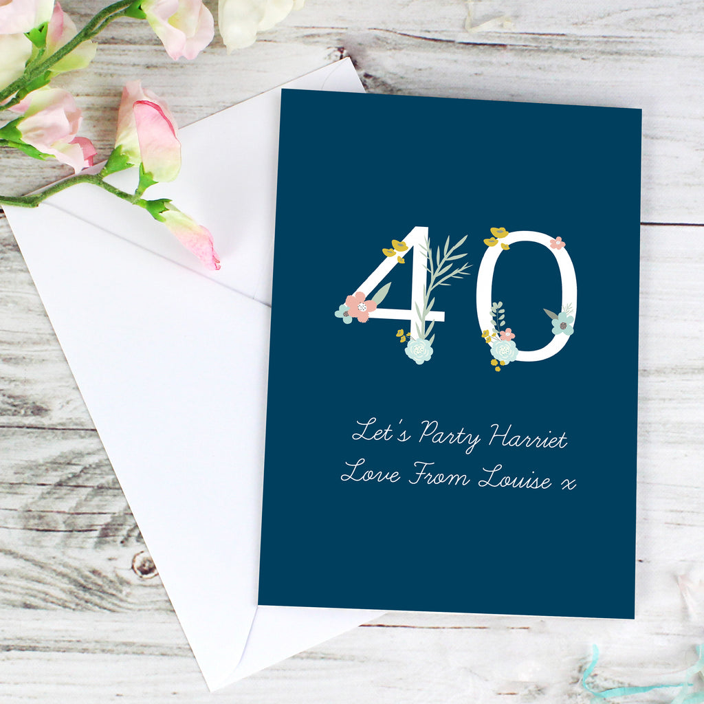 Personalised Floral Age Birthday Card