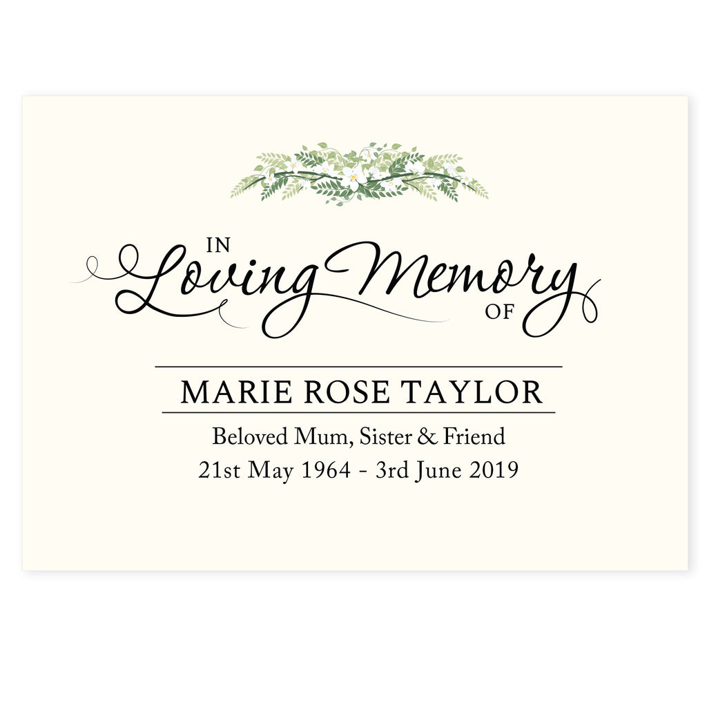 Personalised In Loving Memory Card