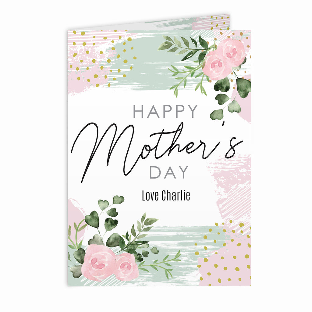 Personalised Happy Mothers Day Abstract Rose Card