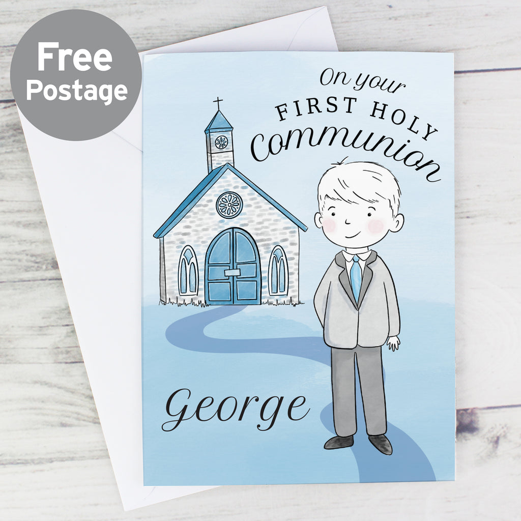 Personalised Boys First Holy Communion Card