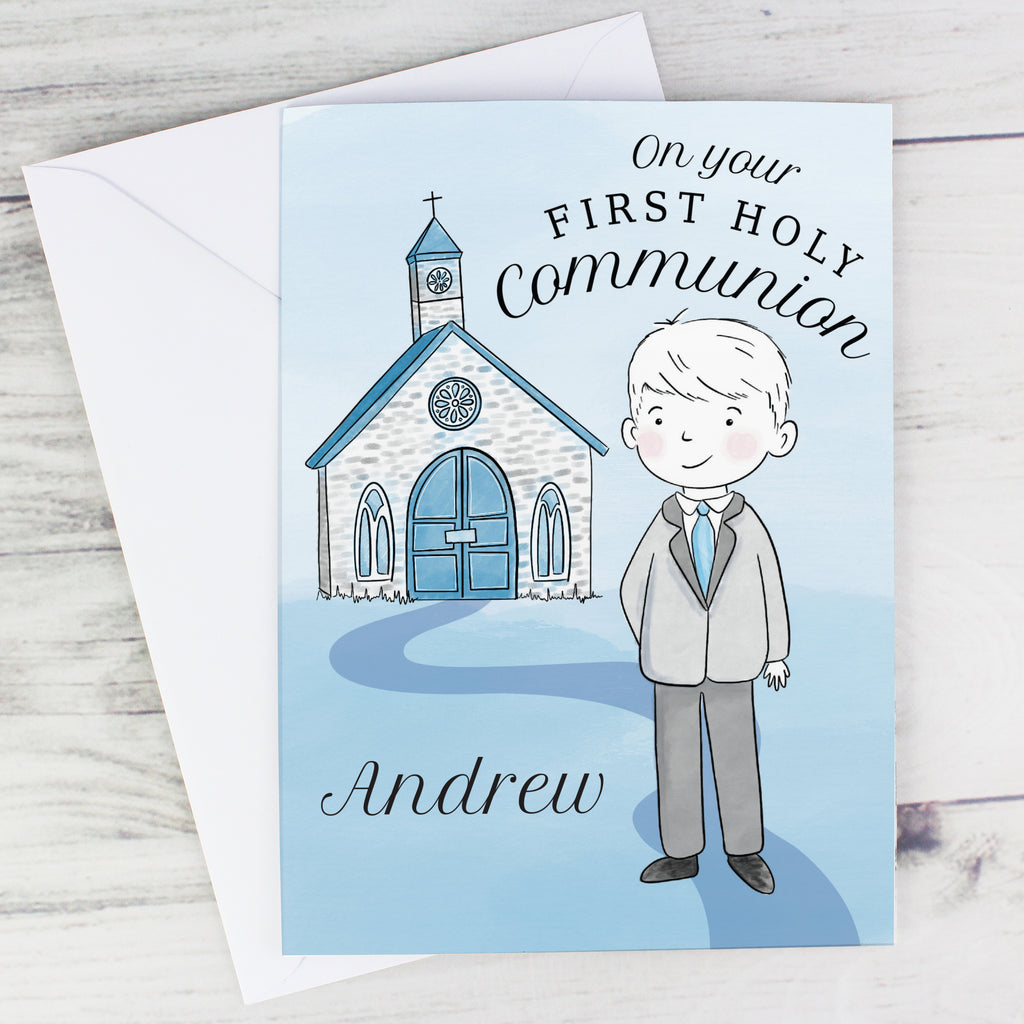 Personalised Boys First Holy Communion Card