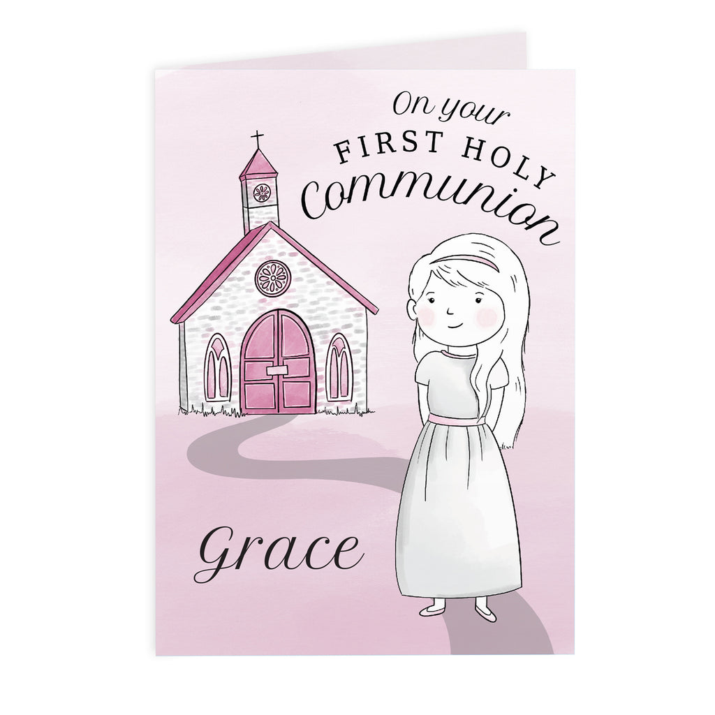 Personalised Girls First Holy Communion Card