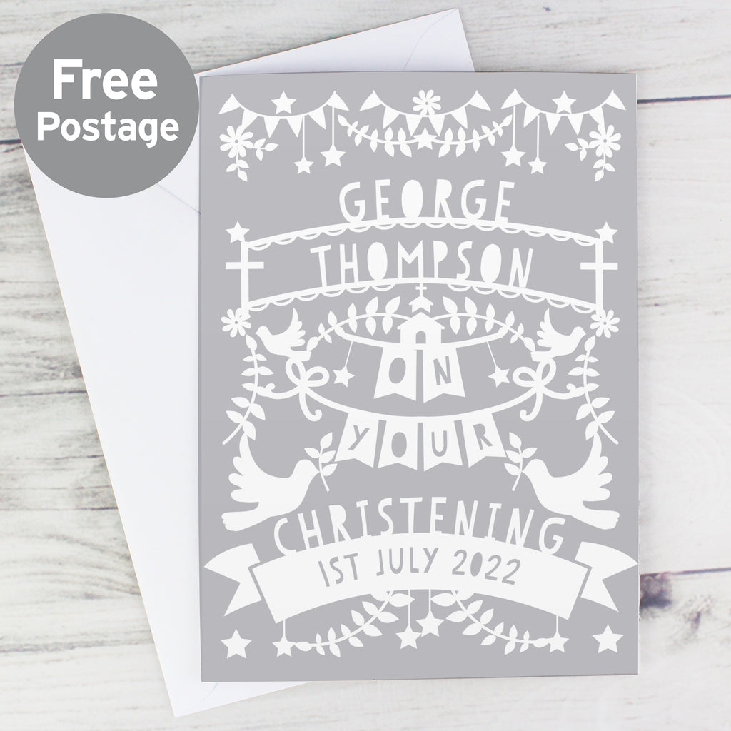 Personalised Grey Papercut Style Card