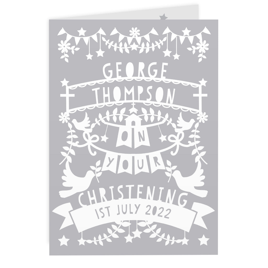 Personalised Grey Papercut Style Card