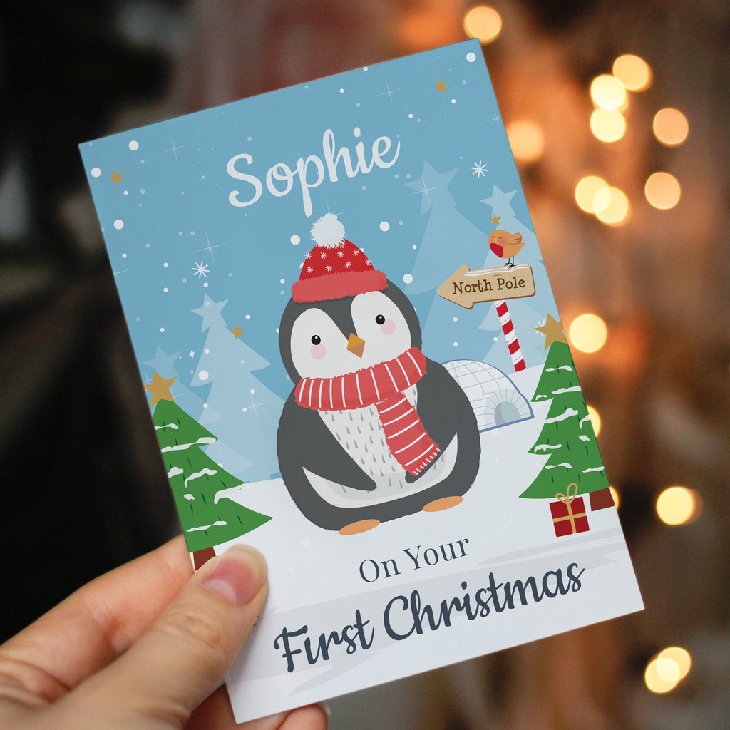 Personalised Christmas Penguin Card