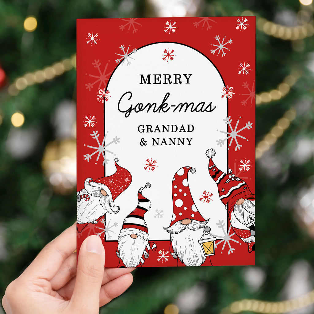 Personalised Red Gonks Christmas Card