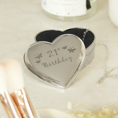 21st Butterflies Heart Trinket Box