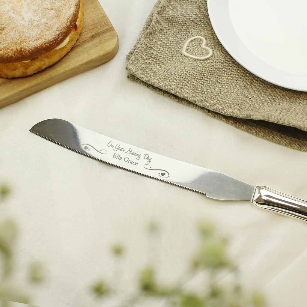 Personalised Heart & Swirl Cake Knife