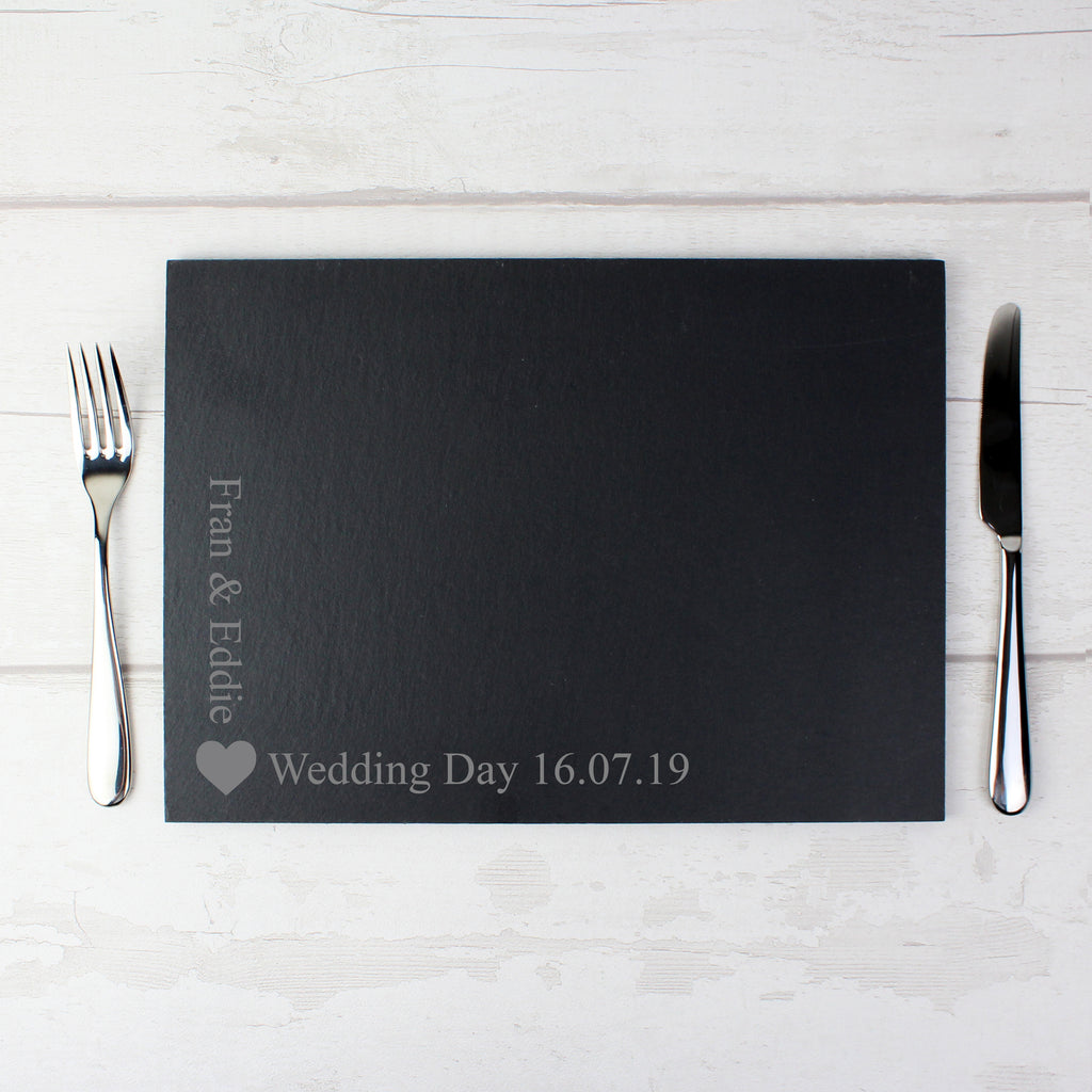 Personalised Heart Motif Slate Placemat