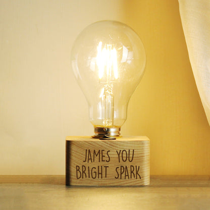 Personalised Free Text LED Bulb Table Lamp