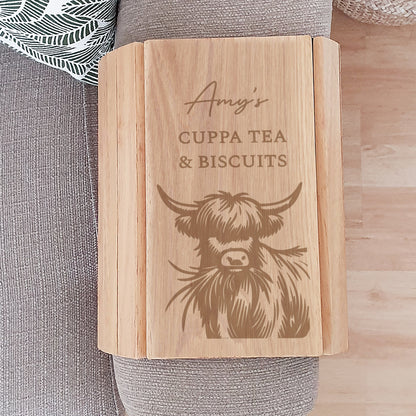 Personalised Highland Cow Sofa Tray