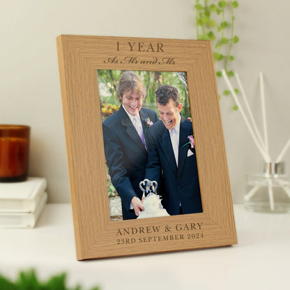 Personalised Anniversary 5x7 Oak Finish Photo Frame