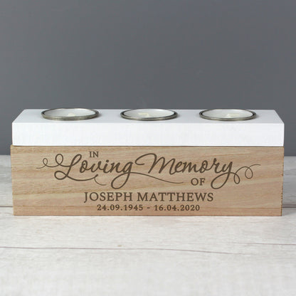 Personalised In Loving Memory Triple Tea Light Box