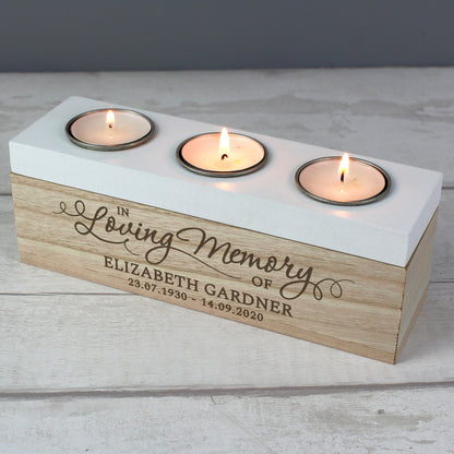 Personalised In Loving Memory Triple Tea Light Box