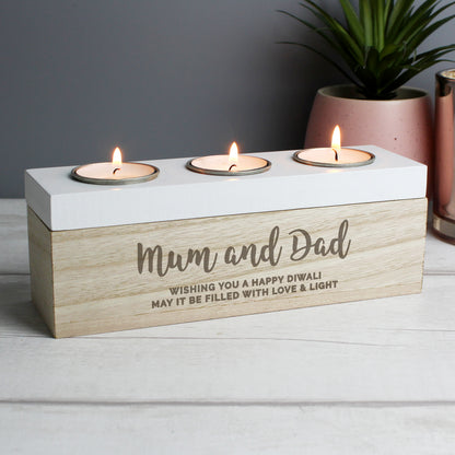 Personalised Free Text Triple Tea Light Box