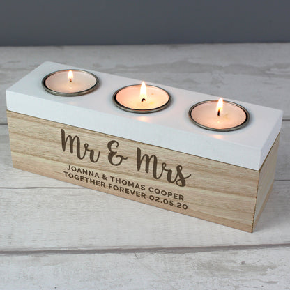 Personalised Free Text Triple Tea Light Box