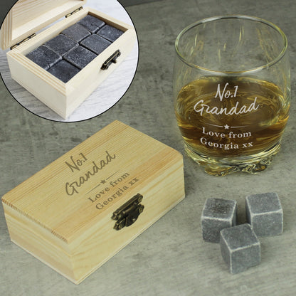 Personalised No.1 Cooling Stones & Glass Set