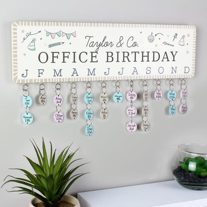 Personalised Classroom Office Birthday Planner Plaque with Customisable Discs